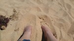 You gotta bury your feet into the soft sand! Good exfoliation too!
